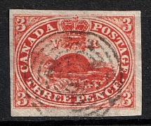 1851 3p British Canada, Canada (SG 1a, Canceled, CV $1,500)