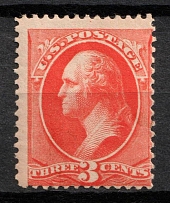 1887 3c Washington, United States, USA (Scott 214, Vermilion, CV $60)