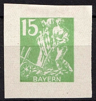 1919 15pf Bavaria, Germany (Yellow Green Proof)