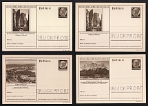 1940 Hindenburg, Third Reich, Germany, 4 Postal Cards (Proofs, Druckproben)