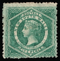 1863 5p New South Wales, Australia (SG 141, CV $220)