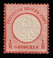 1872 1/2gr German Empire, Small Breast Plate, Germany (Mi. 3, Certificate, CV $1,800)