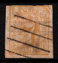 1859 7s Hamburg, German States, Germany (Mi. 6, Canceled, CV $90)