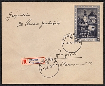 1943 (12 Sept) Croatia, Philatelic Exhibition, Zagreb, First Day of Issue, Registered Cover (CV $40)