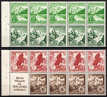 1938 Third Reich, Germany, Se-tenants, Zusammendrucke, Blocks (Mi. 111 B, 112 B, CV $70)