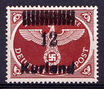 1945 12pf Kurland, German Occupation, Germany (Mi. 4 A DD, DOUBLE Overprint, Certificate, Signed, CV $420, MNH)