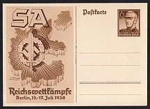 1938 The Official Postal Card Commemorating the SA National Competitions, Third Reich, Germany