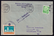 1955 (19 Oct) Cover from Munich to Philadelphia, franked Ukrainian Underground Post and FRG Stamps (Special Cancellation of Ukrainian National Council Postal Station)