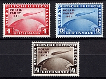1931 Airmail, Zeppelins 'POLAR-FAHRT', Weimar Republic, Germany (Mi. 456 - 458, Full Set, Signed, CV $5,200, MNH)