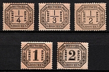 1870 Official Stamps, German States, Germany (Mi. 1 - 5, Sc. O1 - O5, Full Set, CV $80)