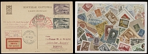 Worldwide Air Post Stamps and Postal History - Soviet Union - Zeppelin Flights - 1931 (July 25-27), North Pole Flight registered postcard franked by Ice-Breaker ''Malygin'' imperforate stamps of 30k and 1r, tied by Leningrad …