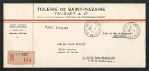 1945 (28 Feb) St. Nazaire, France, German Occupation of France, Official, Registered Cover from La Baule to Loire-Inferieure, Perceived Tax
