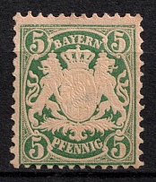 1876 5pf Bavaria, German States, Germany (Mi. 38, Sc. 39, Signed, CV $140)