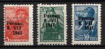 1941 Parnu Pernau, German Occupation of Estonia, Germany (Mi. 5 I, 7 I, 9 I, 5k Signed, CV $120, MNH)