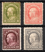 1912-14  Franklin, Regular Issue, United States, USA (Scott 414 - 418, CV $210)