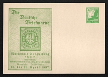 1937 'The German stamp. National exhibition 1937', Propaganda Postcard, Third Reich Nazi Germany