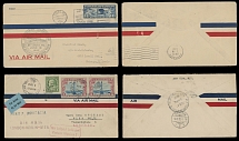 Worldwide Air Post Stamps and Postal History - United States - Pioneer Flights - SELECTION: 1927-82, 12 items, including ''Lindbergh Celebration'' St. Louis-Chicago, cover delivered by S.S. Aquitania for Flight London-Munich- …