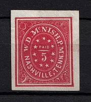 1861 5c Nashville, Confederate States of America, Local (Mi.2a CV $1,020)