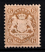 1870 6k Bavaria, German States, Germany (Mi. 24 Y, Sc. 25, Signed, CV $50)