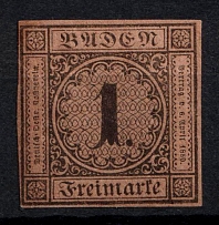 1851-52 1k Baden, German States, Germany (Mi. 1 b, Sc. 1, CV $800)