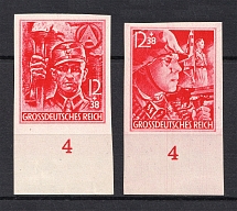 1945 Third Reich Last Issue, Germany (Imperforated, Control Numbers `4`, Signed, Full Set, MNH)