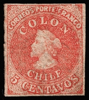 1858 5c Chile, South America (Mi 1IIf, CV $70)