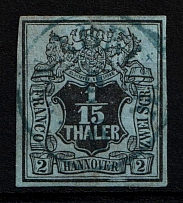 1851-55 1/15th Hannover, German States, Germany (Mi. 4, Canceled, CV $130)