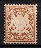 1876 25pf Bavaria, German States, Germany (Mi. 41, Sc. 43, White Paper, CV $290)