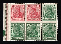1919 Weimar Republic, Germany, Se-tenant, Zusammendrucke, Block (Mi. H - Bl. 23 aa B, Margin, CV $200, MNH)