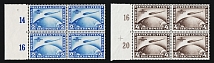 1930 Weimar Republic, Germany, Airmail, Zeppelins (Mi. 438 X - 439 X, Blocks of Four with Margins, Certificates, Full Set, CV $17,600+, MNH)