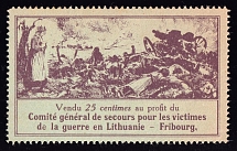 1916 25c Fribourg, In Favor of the Main Committee for Aid to War Victims in Lithuania, Issued in Switzerland (Perforated)