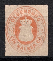 1867 1/2g Oldenburg, German States, Germany (Mi. 16 B, Sc. 22, CV $120, MNH)