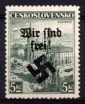 1939 5k Moravia-Ostrava, Bohemia and Moravia, Germany Local Issue (Mi. 18, Type II, CV $250, MNH)