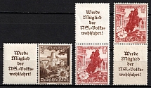 1938 Third Reich, Germany, Se-tenants, Zusammendrucke (Mi. W 135, S 255, S 253, CV $50)