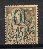 1892-93 '10' on 1f New Caledonia, French Colonies (INVERTED Overprint, Print Error, CV $130)