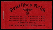1939 Complete Booklet with stamps of Third Reich, Germany, Excellent Condition (Mi. MH 38.1, CV $330)