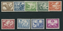 Germany - Semi - Postal issues - 1933, Richard Wagner Works, 3+2pf - 40+35pf, complete set of nine, 6+4pf, 12+3pf and 20+10pf with perforation 13½x14, all others with perforation 13½x13, full OG, NH, VF, C.v. $1,880, Scott …