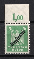 1924 5pf Third Reich, Germany Official Stamp (Control Number, CV $50, MNH)
