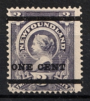 1897 1c on 3c Newfoundland, Canada (SG 80, CV $110)