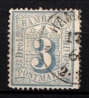 1864-67 3s Hamburg, German States, Germany (Mi 15, Sc. 17, Canceled, CV $60)