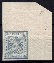 1881-1906 20pf Wurttemberg, Germany, Official Stamp (Mi. 204 b P U, Proof, Corner Margins, CV $90, MNH)