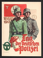 1941 Schutzstaffel SS 'Day of the German Police' RARE, Propaganda Postcard, Third Reich Nazi Germany
