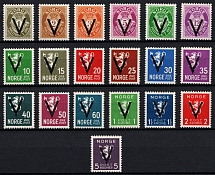 1941 Norway, Victory Overprints (Mi. 237 - 256, Full Set, CV $160, MNH)