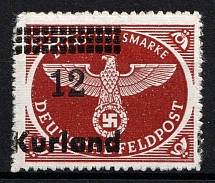 1945 12pf Kurland, German Occupation, Germany (Mi. 4 B y, SHIFTED Overprint)