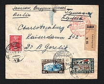 1931 Airmail Registered cover Leningrad 31.7.31 to Berlin (Michel Nr. 356, 362 A and 388.)
