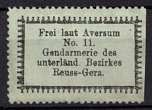 1873 Principality of Reuss-Gera (Principality of the Reuss Junior Line) Gendarmerie, Germany, Free Post Label, Mail Official Stamp