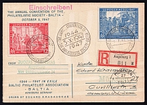 1947 Augsburg - Munich, Germany, The Annual Convention of the Philatelistic Society - Baltia, Baltic DP Camp, Displaced Persons Camp, Postcard