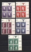 1942 General Government, Germany (Corner Margins, Eagle on the Field, Control Text, Control Number, Blocks of Four, Full Set, MNH)