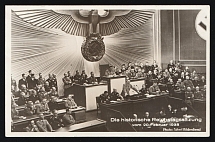 1939 (28 Feb) 'Adolf Hitler Addresses to the Reichstag', Third Reich Propaganda, Nazi Germany, Postcard from Berlin-Charlottenburg