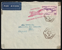 1935 France, First Flight Paris - Rome, Airmail cover, franked by Mi. 294